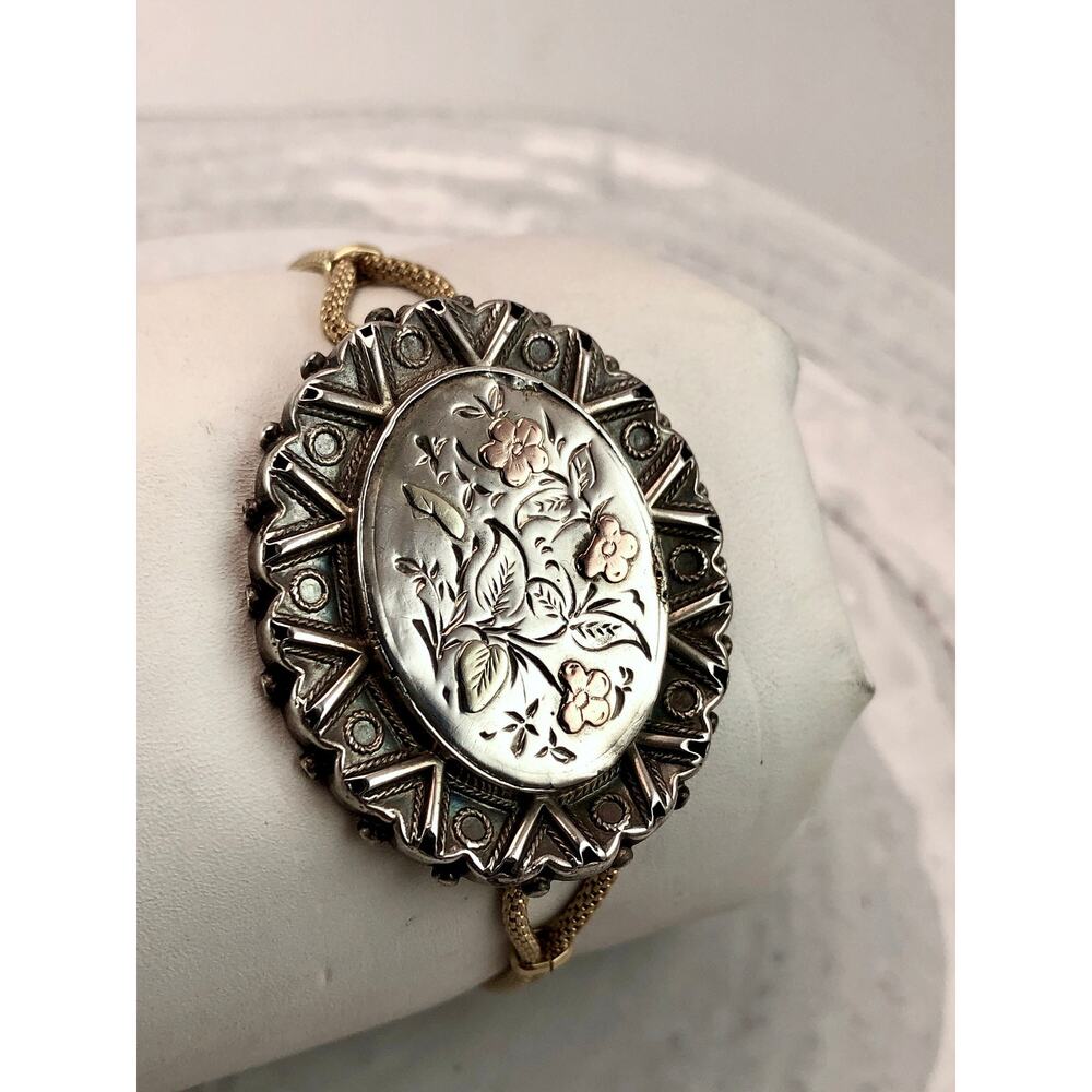 Antique Victorian Sterling Silver Bracelet Vintage Watchband